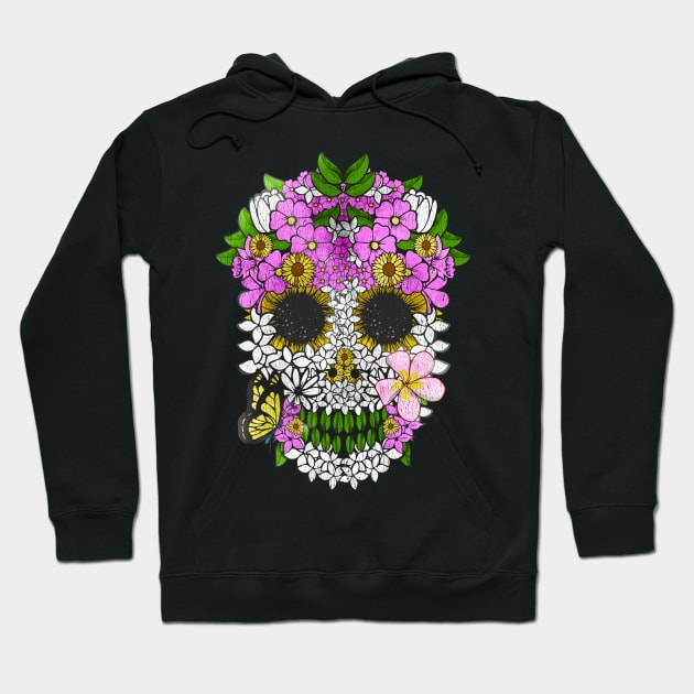 Dia De Los Muertos Skull Flowery Day Of The Dead Hoodie by theperfectpresents